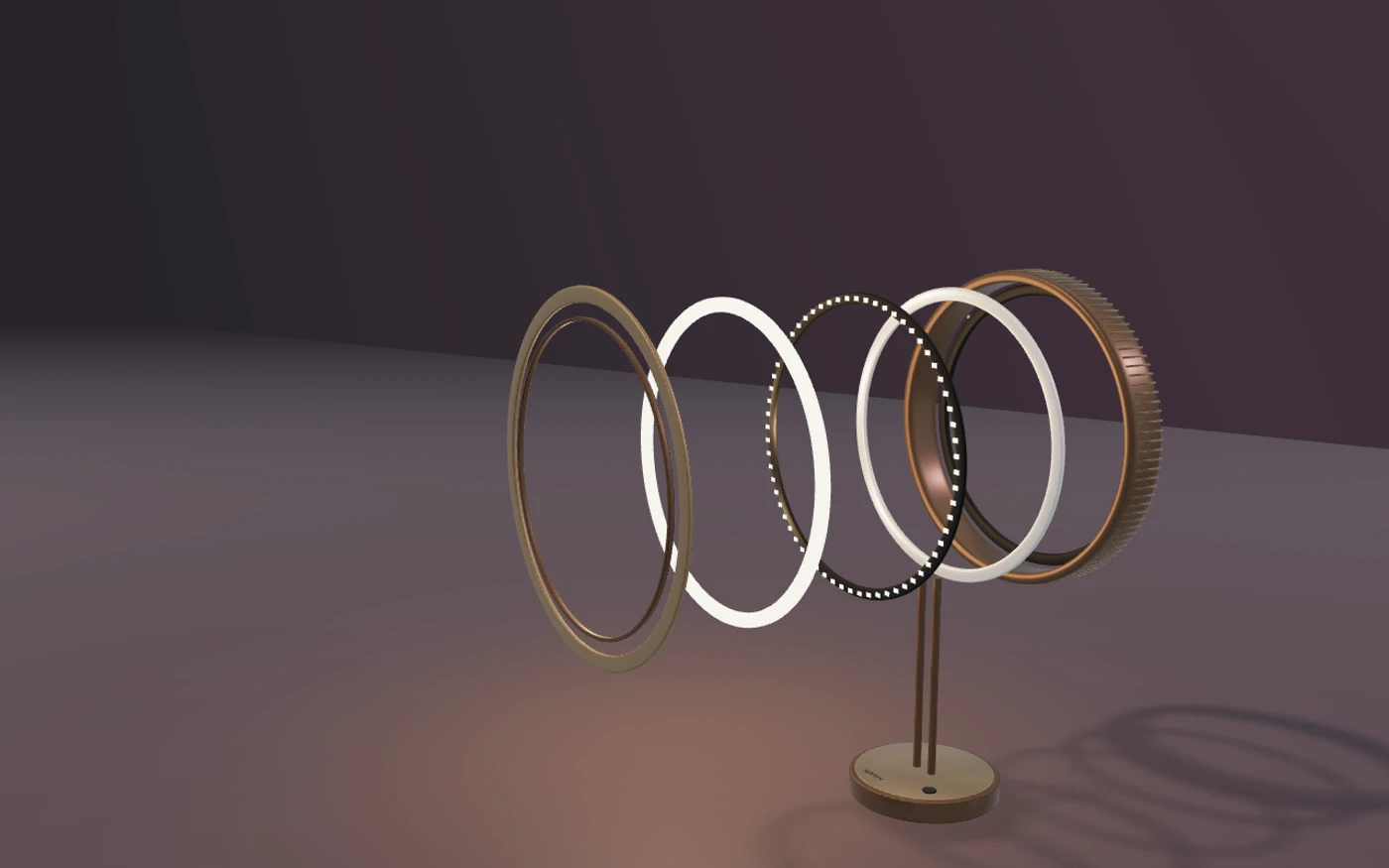 Die getrennten Bauteile von ORA: Gehäuse, Reflektor, Lichtträger, Diffusor und Fassung